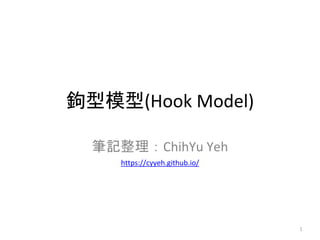 鉤型模型(Hook Model)
筆記整理：ChihYu Yeh
https://cyyeh.github.io/
1
 