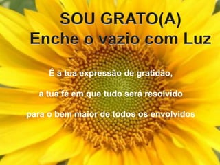 É a tua expressão de gratidão,
a tua fé em que tudo será resolvido
para o bem maior de todos os envolvidos
 