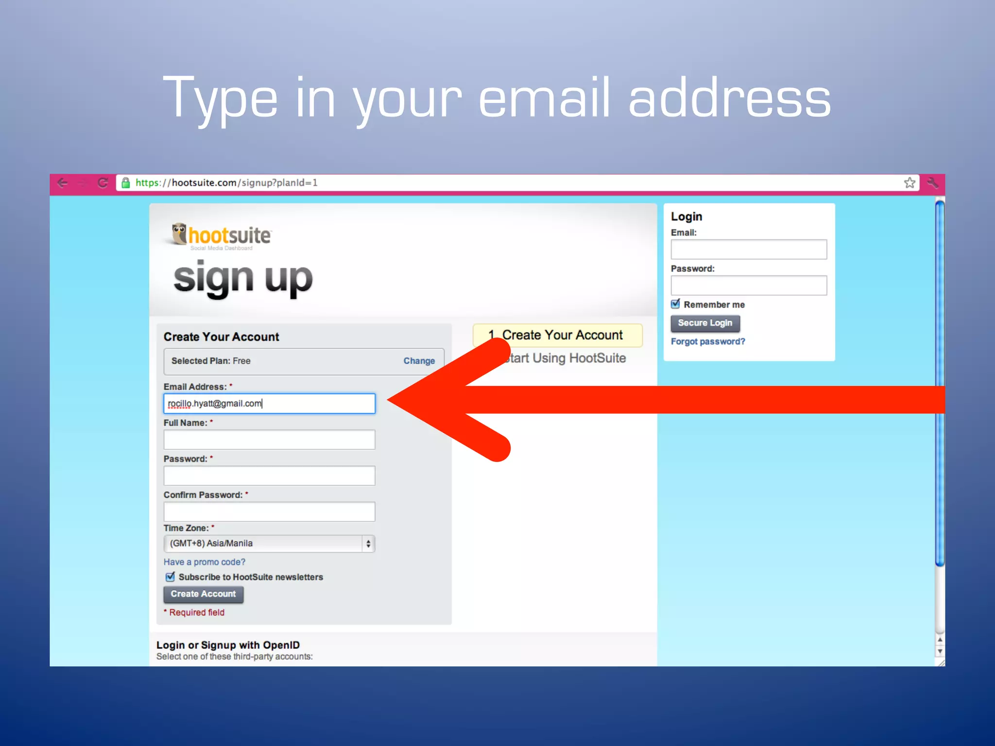 Type in your email address
 