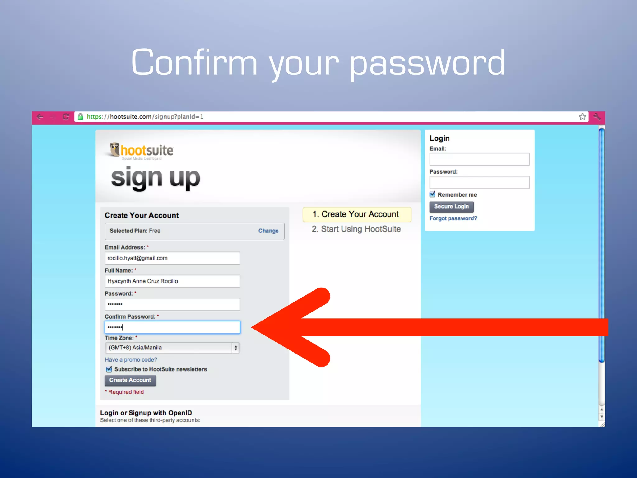 Confirm your password
 