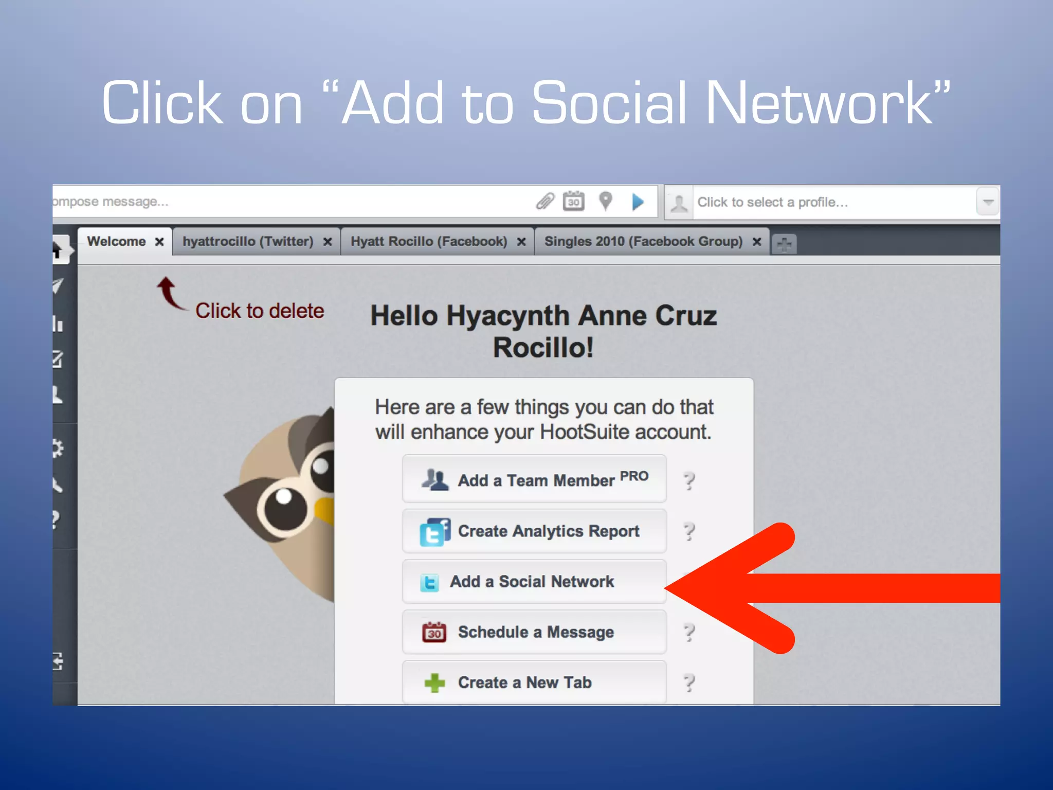 Click on “Add to Social Network”
 