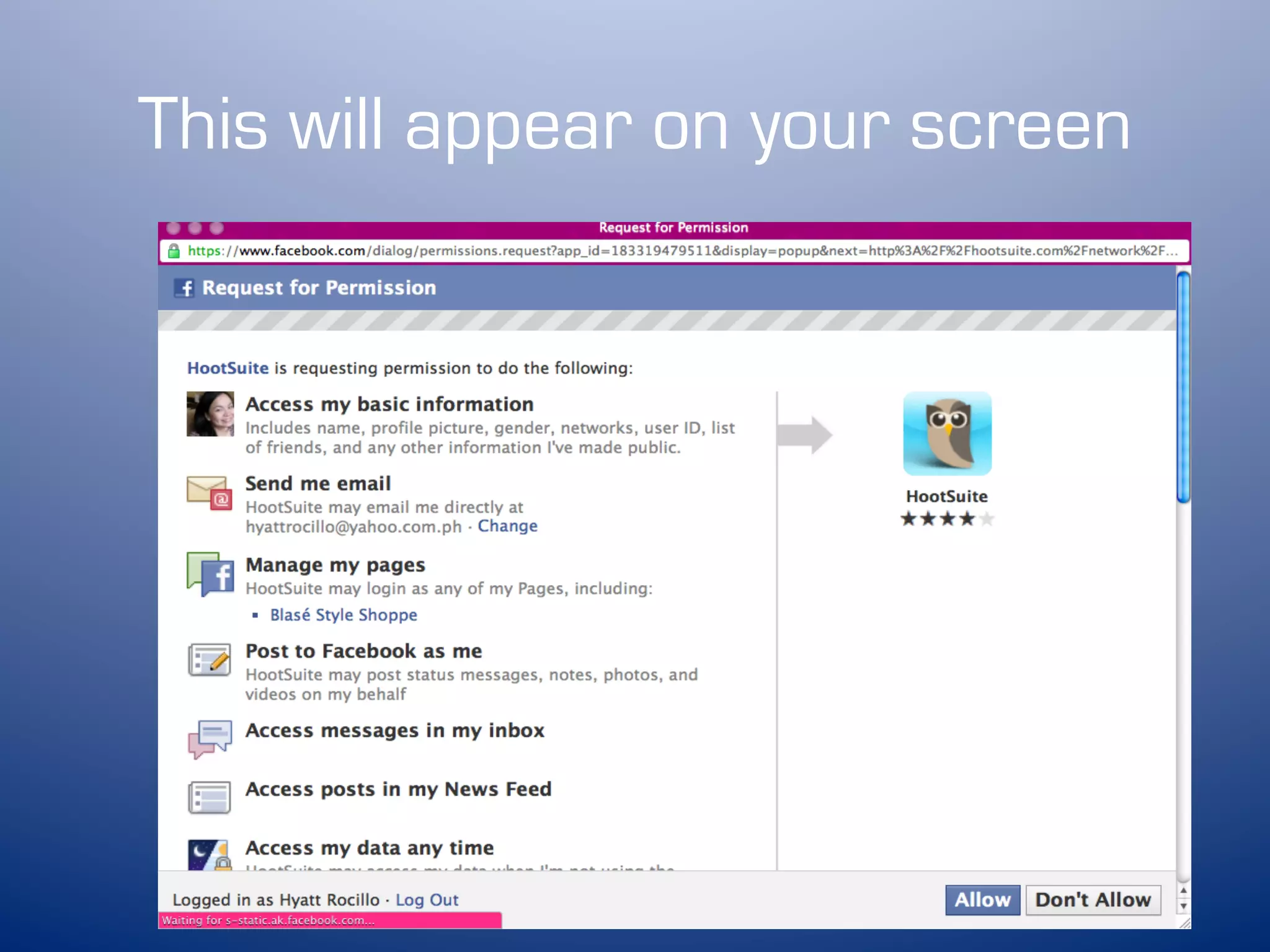 This will appear on your screen
 