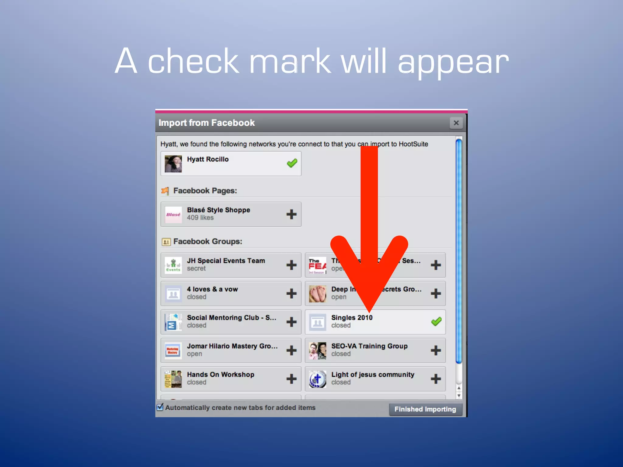 A check mark will appear
 