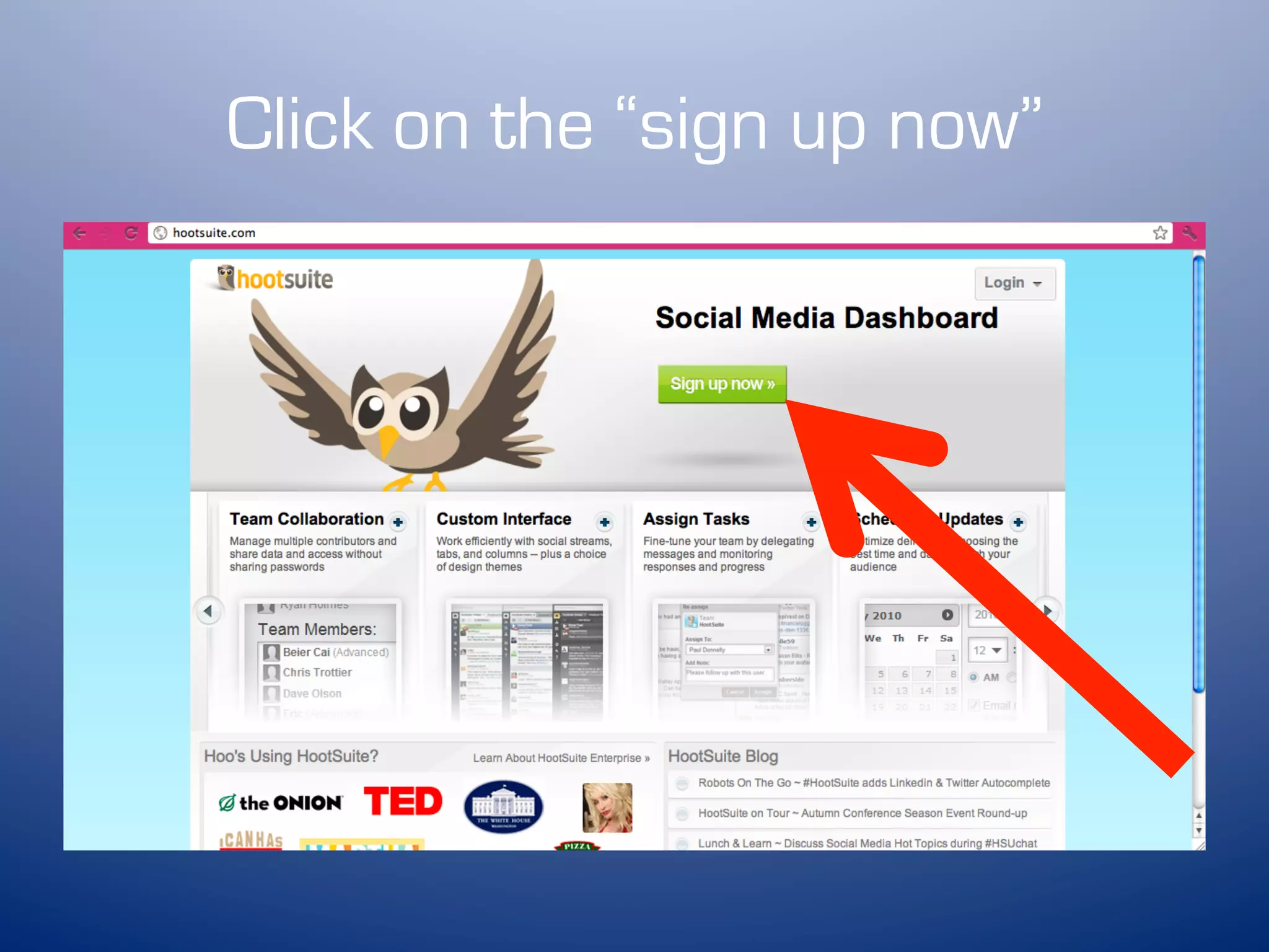 Click on the “sign up now”
 