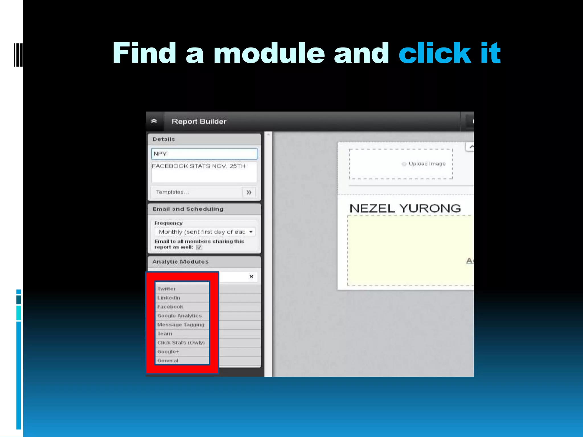 Find a module and click it
 
