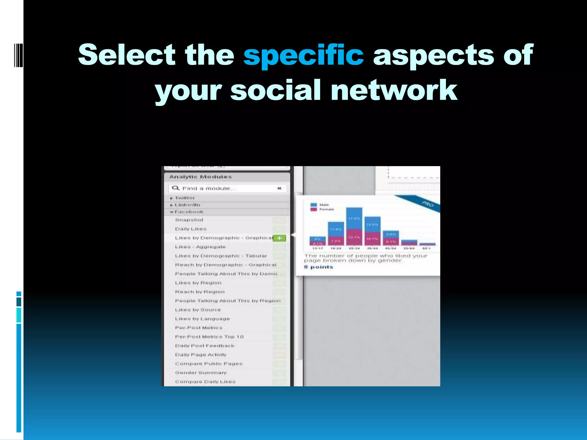 Select the specific aspects of
your social network
 