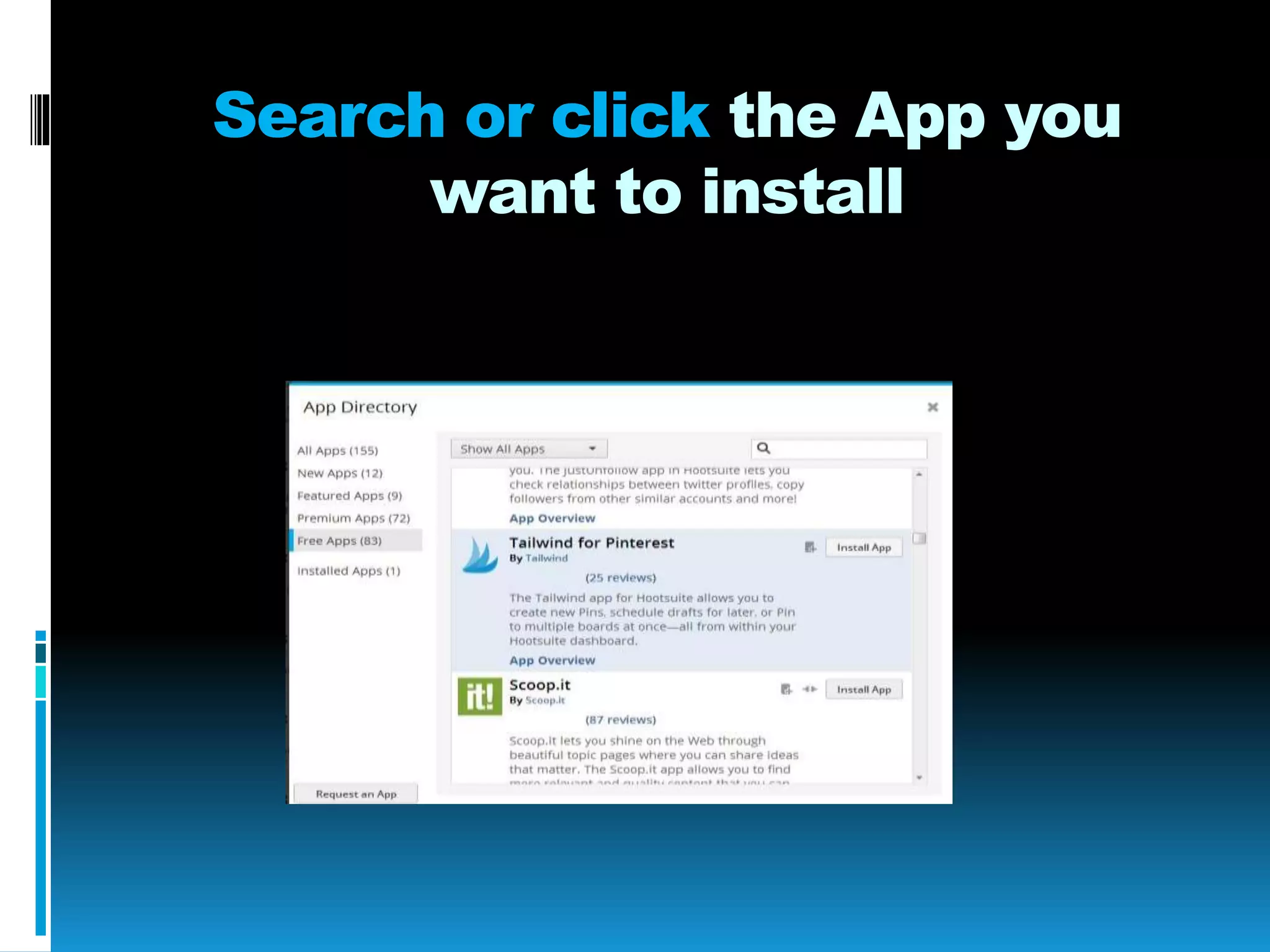 Search or click the App you
want to install
 