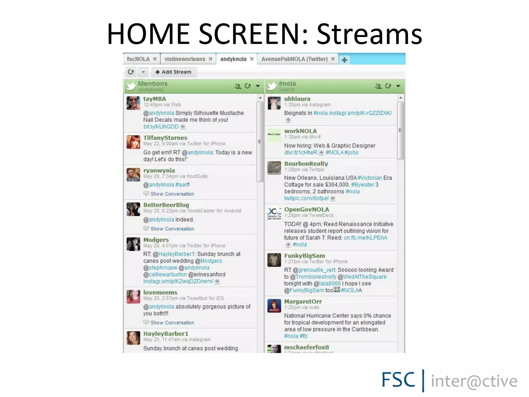HOME SCREEN: Streams