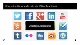 Directorio Aplicaciones
Hootsuite dispone de más de 100 aplicaciones
 