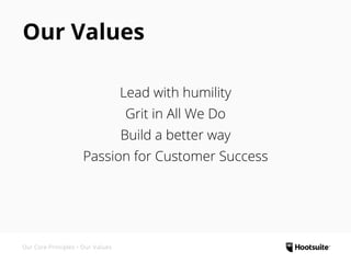 Lead with Humility
Grit in All We Do
Build a Better Way
Passion for Customer Success
Our Core Principles • Our Values
Our Values
 