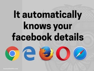 It automatically
knows your
facebook details
 