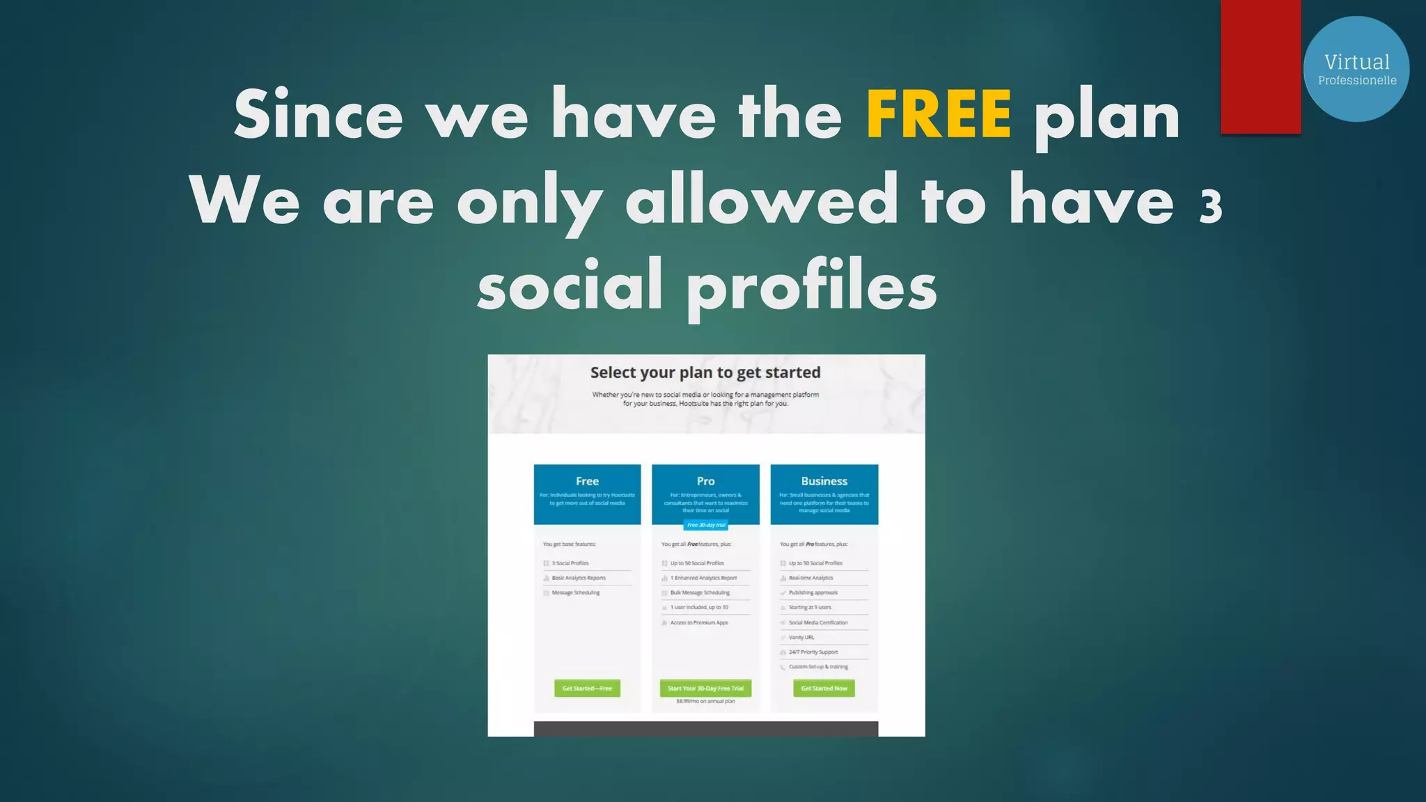 Since we have the FREE plan
We are only allowed to have 3
social profiles
 