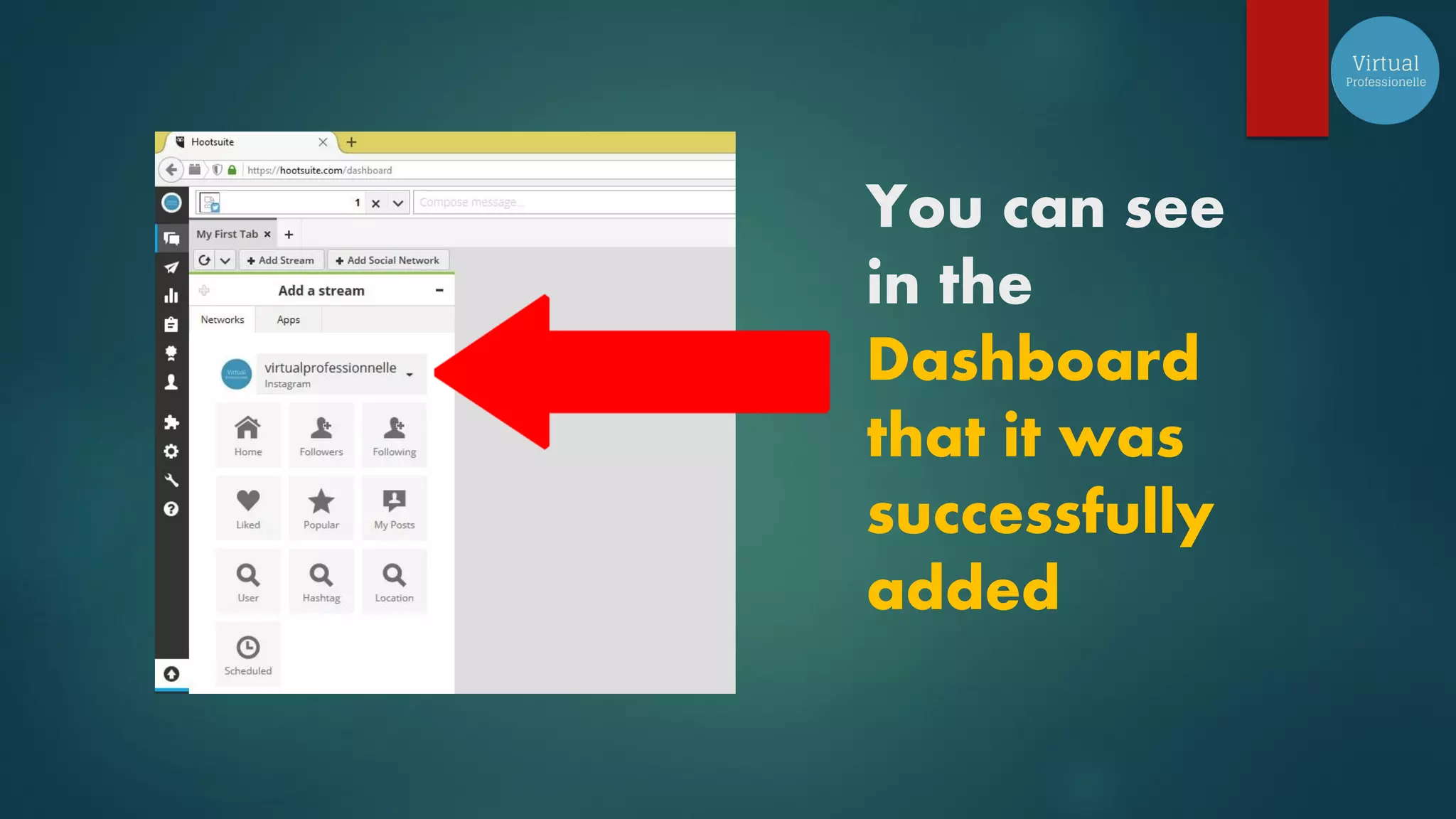 You can see
in the
Dashboard
that it was
successfully
added
 