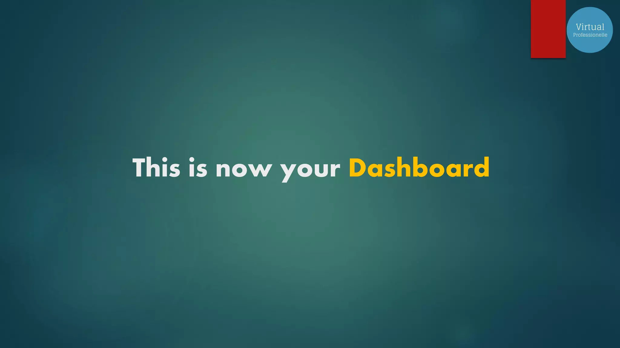 This is now your Dashboard
 