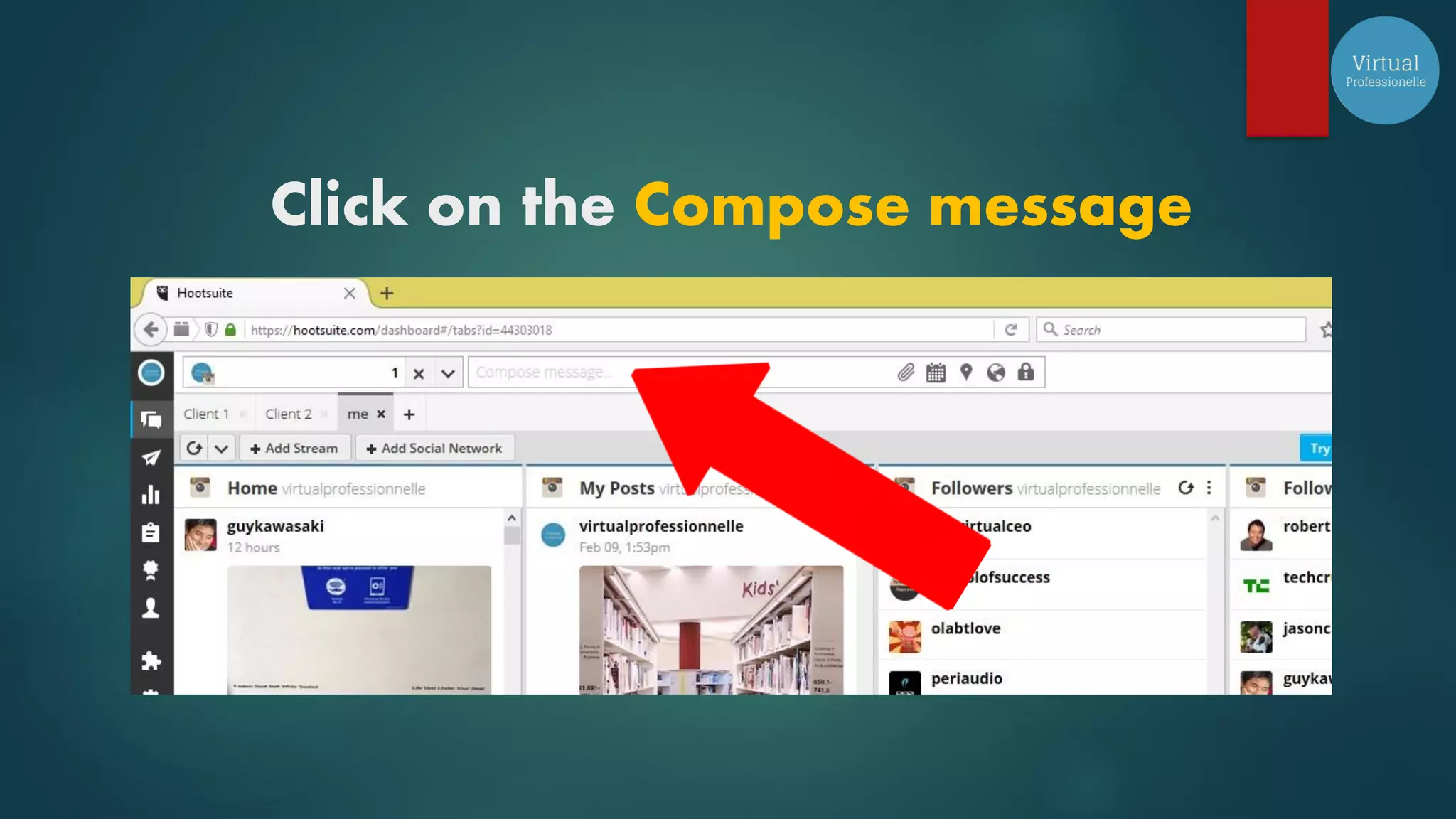Click on the Compose message
 