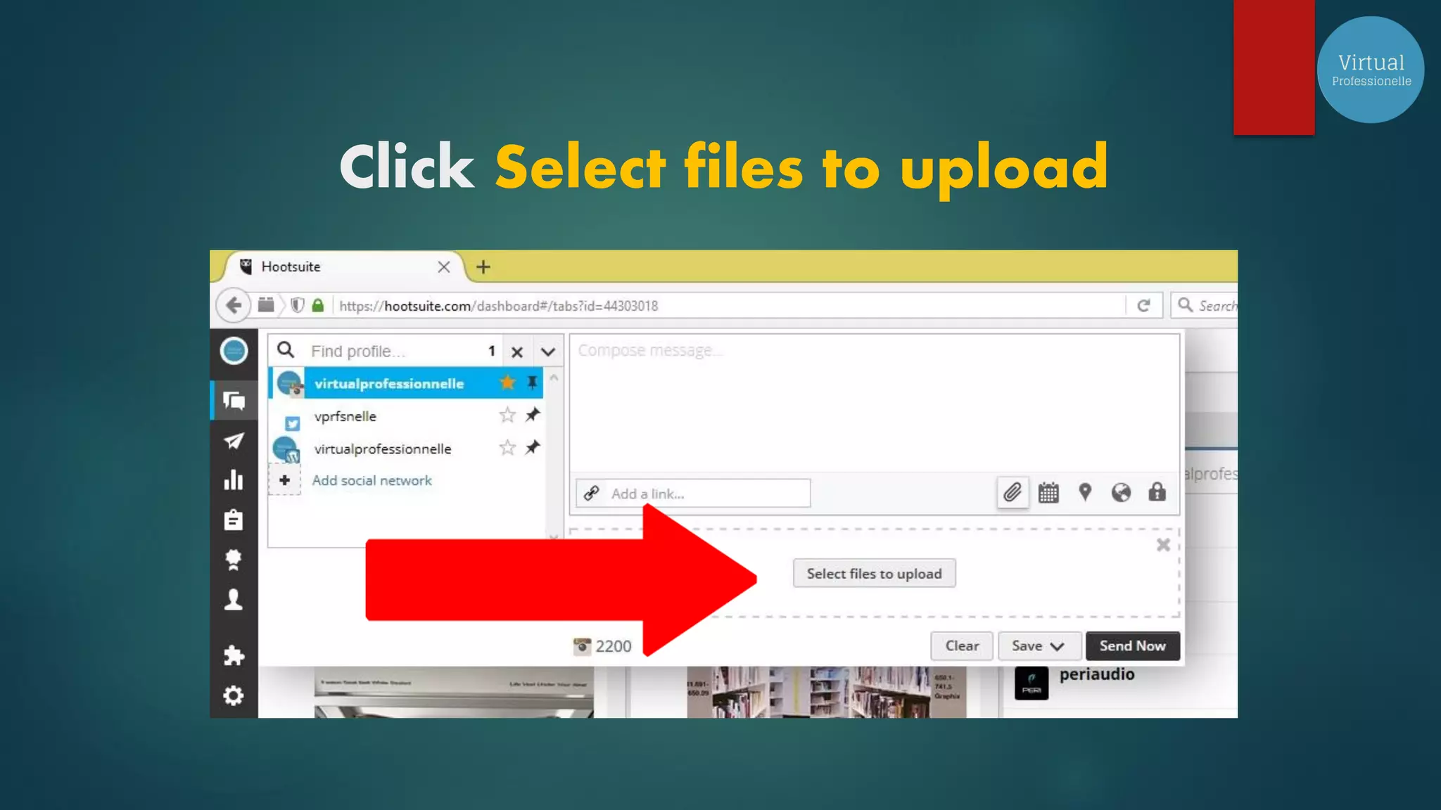 Click Select files to upload
 