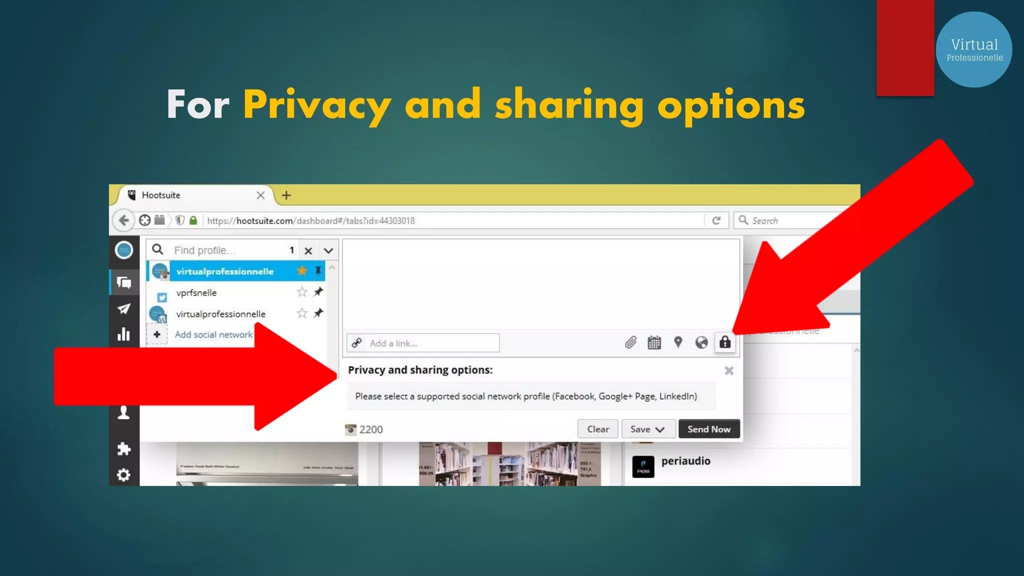 For Privacy and sharing options
 