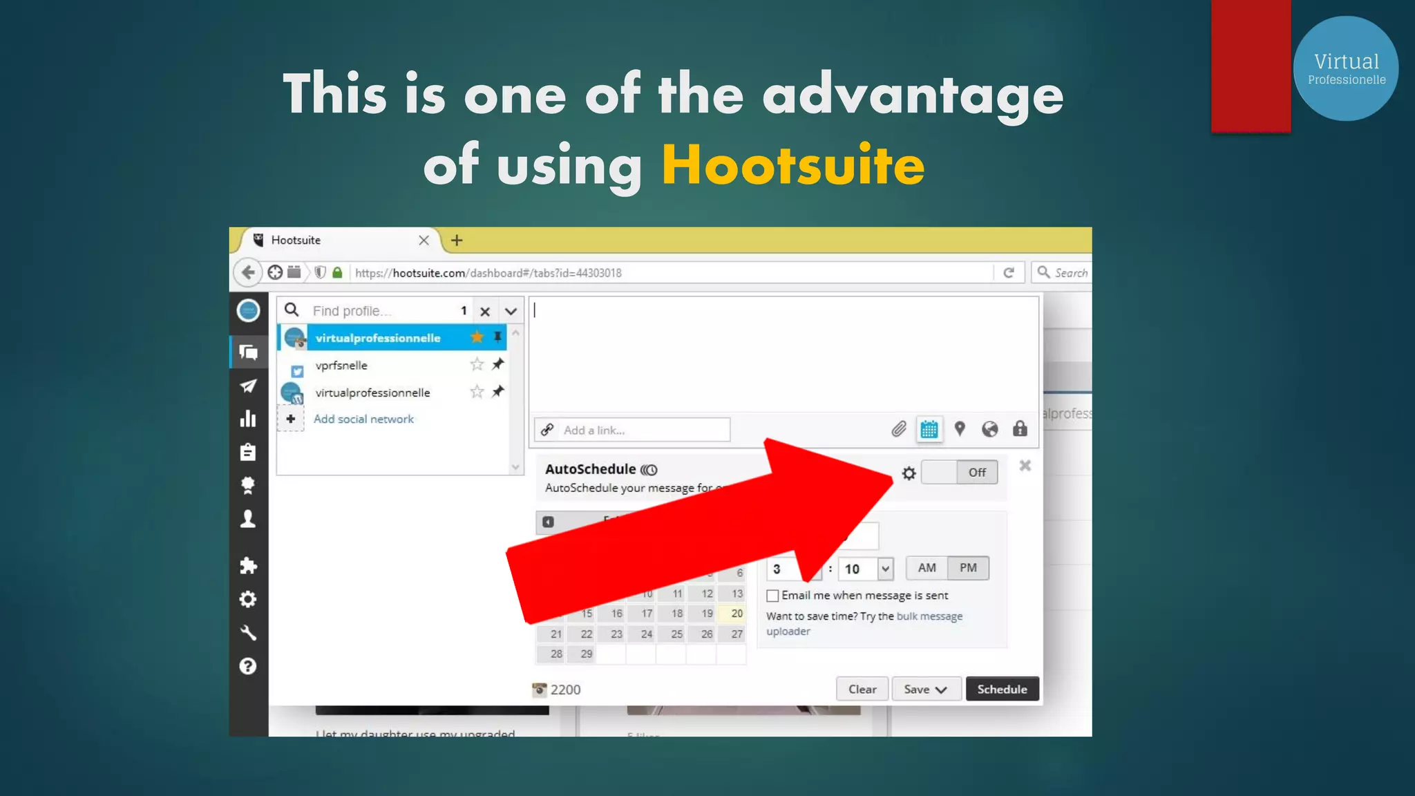 This is one of the advantage
of using Hootsuite
 