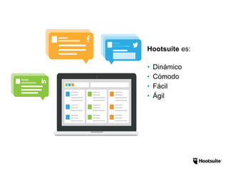 Hootsuite es:
• Dinámico
• Cómodo
• Fácil
• Ágil
 