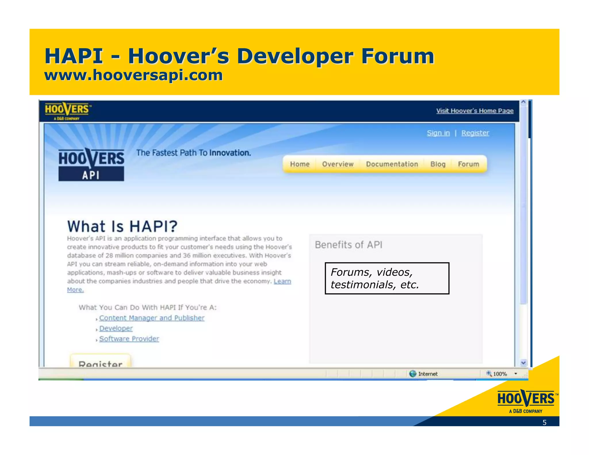 Forums, videos,
testimonials, etc.




                     5
 