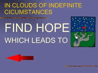 IN CLOUDS OF INDEFINITE  CICUMSTANCES FIND HOPE WHICH LEADS TO 