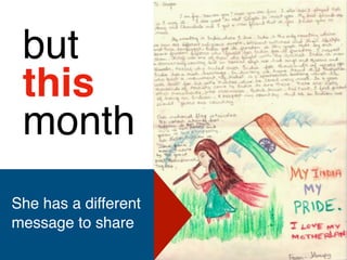 7
but
this
month
She has a different
message to share
 