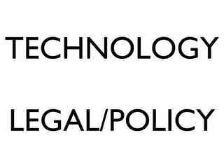 TECHNOLOGY
LEGAL/POLICY
 