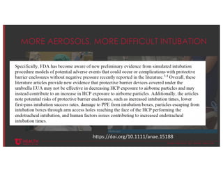 © U N I V E R S I T Y O F U T A H H E A L T H
MORE AEROSOLS, MORE DIFFICULT INTUBATION
https://doi.org/10.1111/anae.15188
 