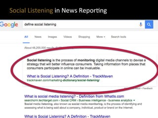 Social	
  Listening	
  in	
  News	
  ReporXng	
  
 