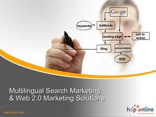 Multilingual Search Marketing & Web 2.0 Marketing Solutions AdWords landing page ROI call to  action conversions Blog keywords hop-online.com   