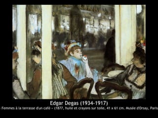 Edgar Degas (1934-1917)
« Femmes à la terrasse d'un café » (1877, huile et crayons sur toile, 41 x 61 cm. Musée d'Orsay, Paris)
 