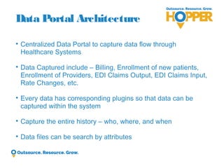 Healthcare Cloud Hosting 
Scalable Cloud Architecture using Amazon EC2, S3, VPC, and RDS 
Custom plugins for monitoring ...