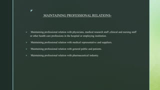 Provider Relations PROFESSIONAL RELATIONS AND PRACTICES OF HOSPITAL PHARMACIST.pptx