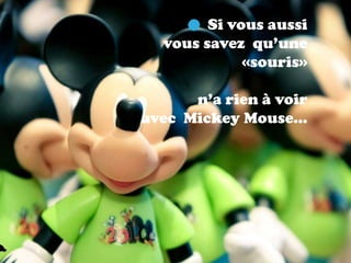 Si vous aussi
  vous savez qu’une
             «souris»

      n’a rien à voir
avec Mickey Mouse…
 