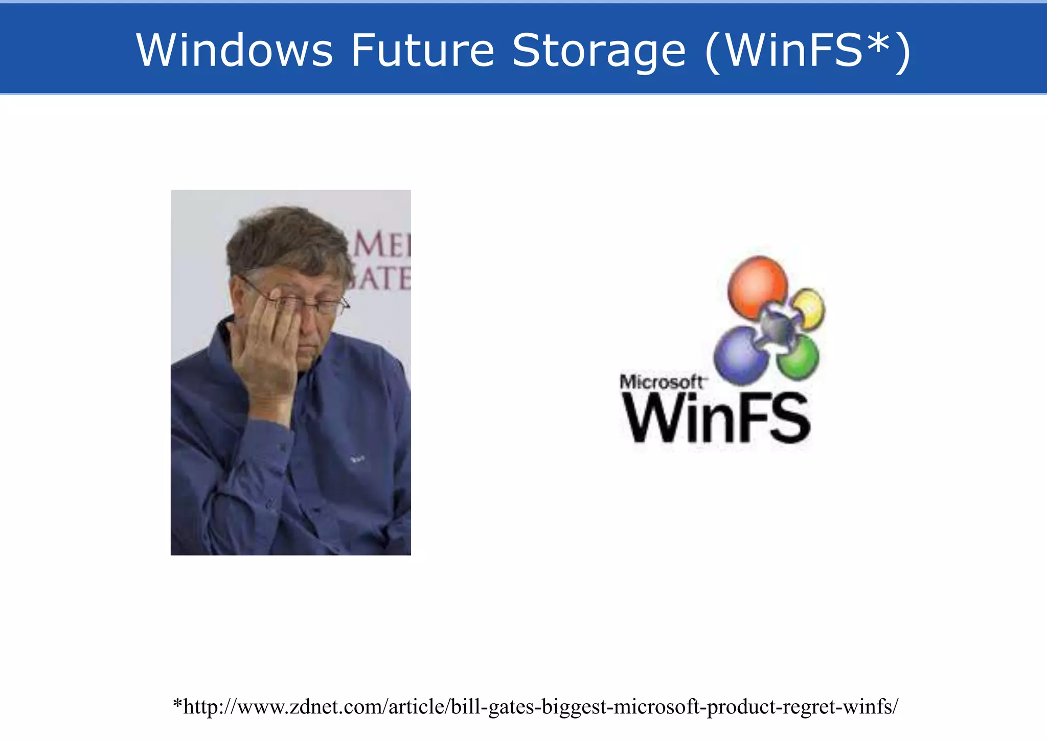 Windows Future Storage (WinFS*)
*http://www.zdnet.com/article/bill-gates-biggest-microsoft-product-regret-winfs/
 