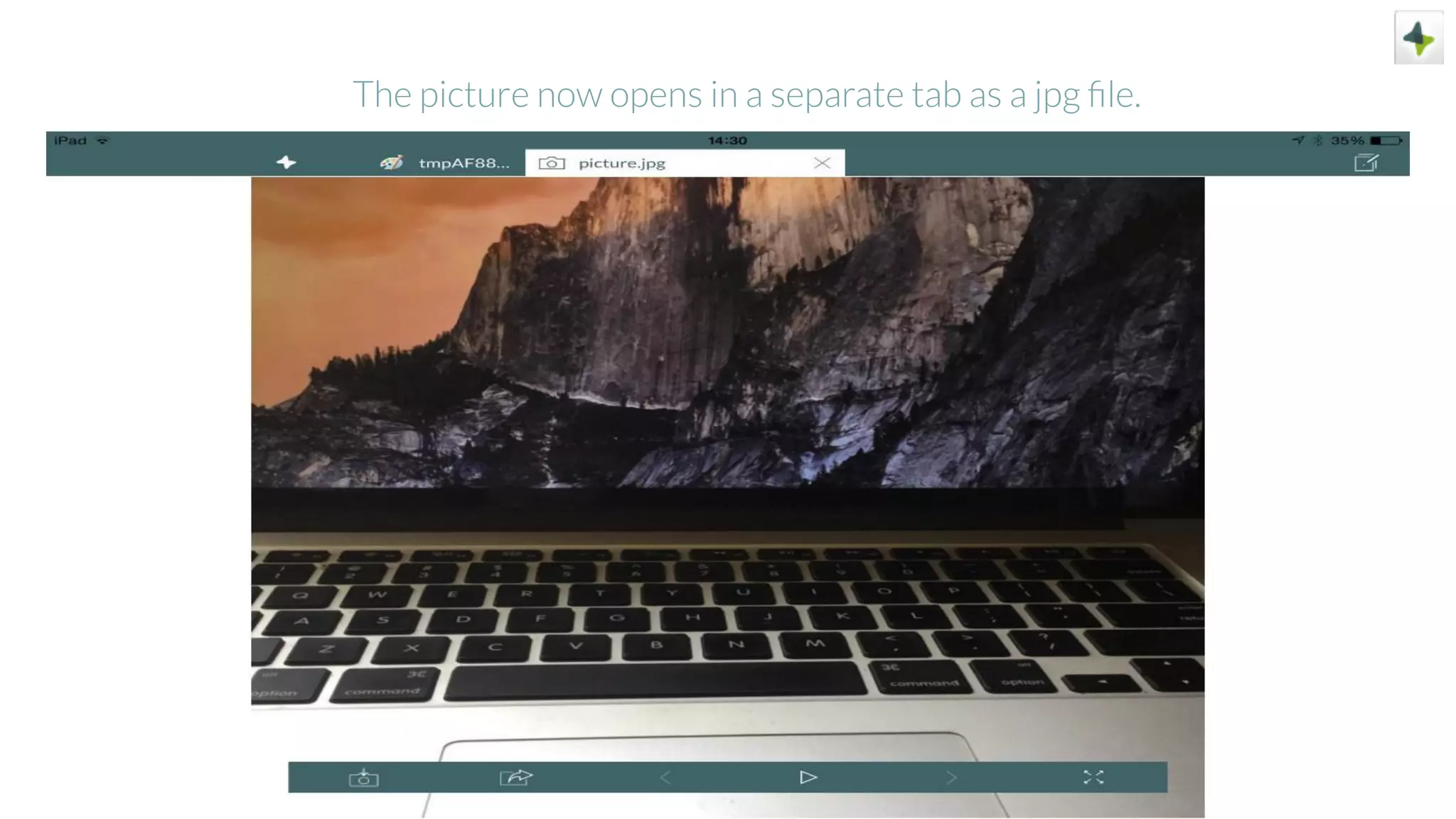 The picture now opens in a separate tab as a jpg ﬁle.
 