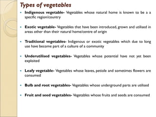 Comprehensive Introduction to Vegetable Production and Classification | PDF