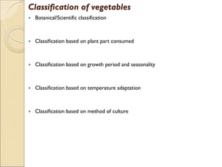 Comprehensive Introduction to Vegetable Production and Classification | PDF