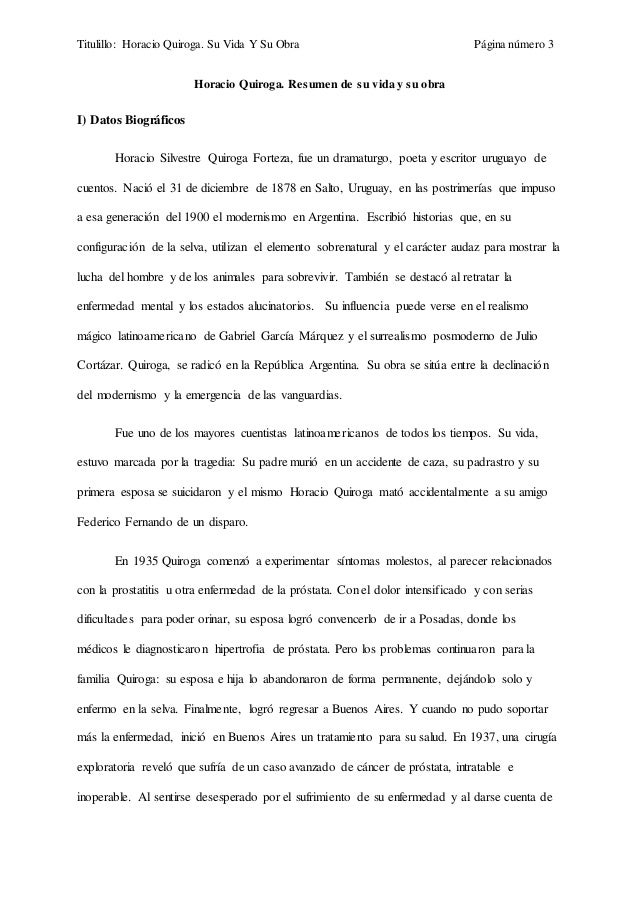 Horacio Quiroga Su Vida Su Obra Analisis Del Cuento El Almohadon De horacio quiroga su vida su obra