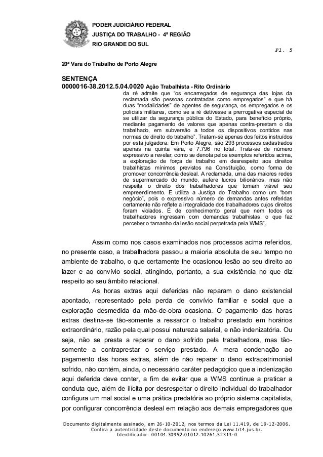 Hora extra dano existencial Walmart