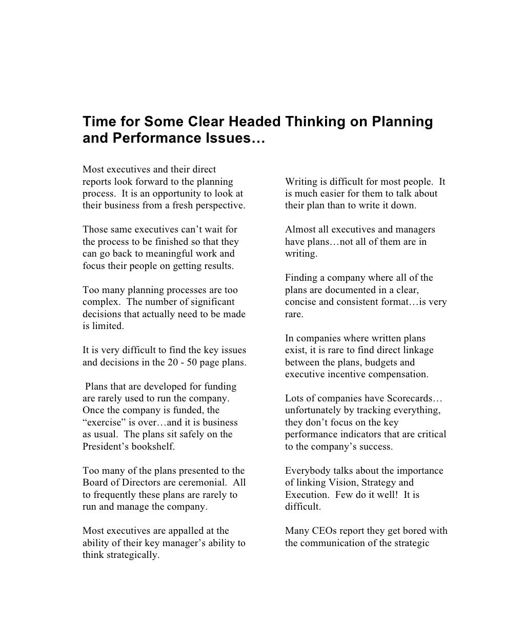 Jim horan one page business plan template picture