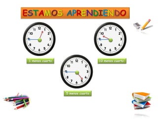 1 menos cuarto                    10 menos cuarto




                 5 menos cuarto
 