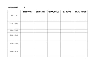 Weekly schedule template in Spanish | PPT