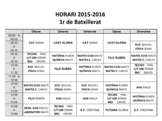 HORARI 2015-2016
1r de Batxillerat
 