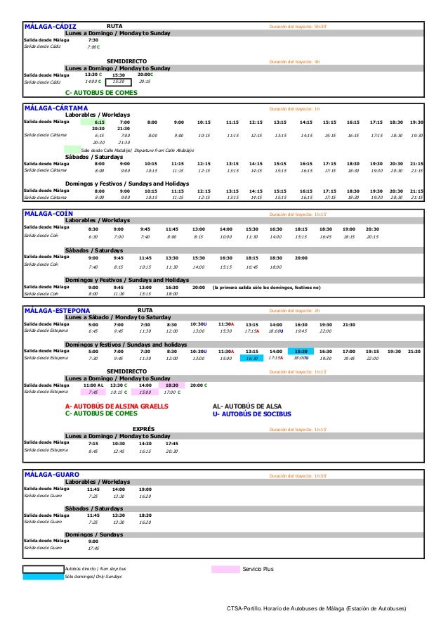 Horario Autobuses Portillo Marbella Málaga Directo Horario de autobuses de Malaga