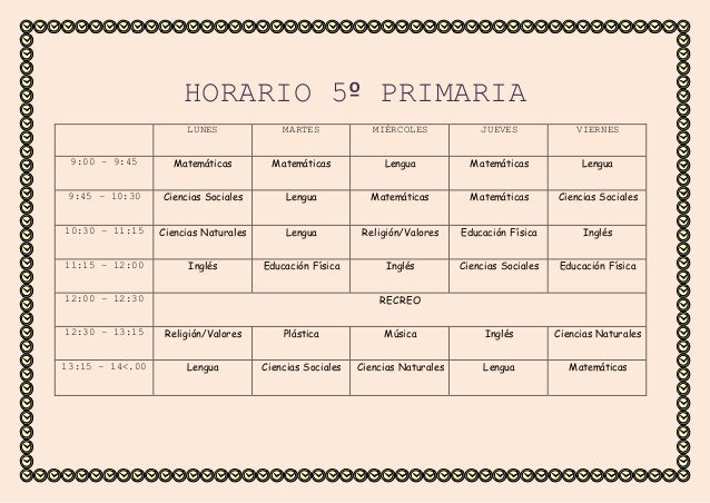 Horario 5º primaria