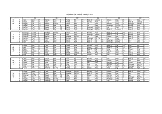 HORÁRIO DA TARDE - MARÇO.2011

                      5A                      5B                       5C                       6A                       6B                        6C
S   1   Ivani     Geo       9    Marília   Port      3    Penha     Cie       15   Bete B    Leitura        Gilson    Mat       5    Lia       Geo       7
E   2   Gilson    Mat       5    Ivani     Geo       9    Penha     Cie       15   Marília   Port      3    Lia       Geo       7    Bete B    Leitura
G   3   Magali    Cie       15   Bete B    Leitura        Gilson    Mat       5    Lia       Geo       7    Marília   Port      3    Rodrigo   Inform.
    4   Magali    Cie       15   Gilson    Mat       5    Ivani     Geo       9    Lia       Geo       7    Solange   Ed Fís.        Marília   Port      3
    5   Marília   Port      3    Magali    Cie       15   Daniel    Port      1    Solange   Ed Fís.        Lia       Geo       7    Jose C    Mat       5
    6   Marília   Port      3    Magali    Cie       15   Daniel    Port      1    Solange   Ed Fís.        Bete B    Leitura        Jose C    Mat       5

    1   Solange   Ed Fís.        Rodrigo   Inform.        Gilson    Mat       5    Marília   Port      3    Bete D    Cie       15   Jose C    Mat       1
T   2   Solange   Ed Fís.        Gilson    Mat       5    Ivani     Geo       9    Rodrigo   Inform.        Bete D    Cie       15   Marília   Port      3
E   3   Rodrigo   Inform.        Marília   Port      3    Solange   Ed Fís.        Lia       Geo       7    Gilson    Mat       5    Bete D    Cie       15
R   4   Marília   Port      3    Gilson    Mat       5    Rodrigo   Infor          Solange   Ed. Fís        Lia       Geo       7    Bete D    Cie       15
    5   Marília   Port      3    Ivani     Geo       9    Daniel    Port      1    Bete D    Cie       15   Solange   Ed Fís.        Lia       Geo       7
    6   Ivani     Geo       9    Marília   Port      3    Daniel    Port      1    Bete D    Cie       15   Solange   Ed Fís.        Lia       Geo       7

    1   Gilson    Mat       5    Célia     Hist      9    Flores    Arte      11   Marília   Port      3    Bete D    Cie       15   Irma      Ing       1
Q   2   Ivani     Geo       7    Célia     Hist      9    Flores    Arte      11   Gilson    Mat       5    Bete D    Cie       15   Irma      Ing       1
U   3   Célia     Hist      9    Ivani     Geo       7    Gilson    Mat       5    Bete D    Cie       15   Irma      Ing       1    Flores    Arte      11
A   4   Bete B    Leitura        Gilson    Mat       5    Célia     Hist      9    Irma      Ing       1    Flores    Arte      11   Jair      Hist      7
    5   Gilson    Mat       5    Irma      Ing       1    Bete B    Leitura        Flores    Arte      11   Jair      Hist      7    Jose C    Mat       9
    6   Irma      Ing       1    Flores    Arte      11   Daniel    Port      3    Gilson    Mat       5    Jair      Hist      7    Jose C    Mat       9

    1   Célia     Hist      9    Gilson    Mat       5    Irma      Ing       1    Marília   Port      3    Jair      Hist      7    Bete D    Cie       15
Q   2   Célia     Hist      9    Marília   Port      3    Irma      Ing       1    Flores    Arte      11   Gilson    Mat       5    Jair      Hist      7
U   3   Gilson    Mat       5    Irma      Ing       1    Célia     Hist      9    Jair      Hist      7    Marília   Port      3    Flores    Artes     11
I   4   Gilson    Mat       5    Flores    Arte      11   Célia     Hist      9    Irma      Ing       1    Marília   Port      3    Solange   Ed Fís.
    5   Irma      Ing       1    Marília   Port      3    Penha     Cie       15   Jair      Hist      7    Flores    Artes     11   Solange   Ed Fís.
    6   Flores    Arte      11   Solange   Ed Fís.        Penha     Cie       15   Gilson    Mat       5    Irma      Ing       1    Marília   Port      3

    1   Flores    Artes     11   Celia     Hist      9    Solange   Ed Fís.        Marília   Port      3    Gilson    Mat       5    Beth D    Cien      15
S   2   Marília   Port      3    Célia     Hist      9    Solange   Ed Fís.        Beth D    Cien      15   Gilson    Mat       5    Jair      Hist      7
E   3   Solange   Ed Fís.        Magali    Cien      15   Célia     Hist      9    Gilson    Mat       5    Marília   Port      3    Jair      Hist      7
X   4   Célia     Hist      9    Magali    Cien      15   Gilson    Mat       5    Jair      Hist      7    Marília   Port      3    Solange   Ed Fís.
    5   Magali    Cien      15   Solange   Ed Fís.        Gilson    Mat       5    Jair      Hist      7    Rodrigo   Infor          Marília   Port      3
    6   Magali    Cien      15   Solange   Ed Fís.        Ivani     Geo       9    Gilson    Mat       5    Jair      Hist      7    Marília   Port      3
 