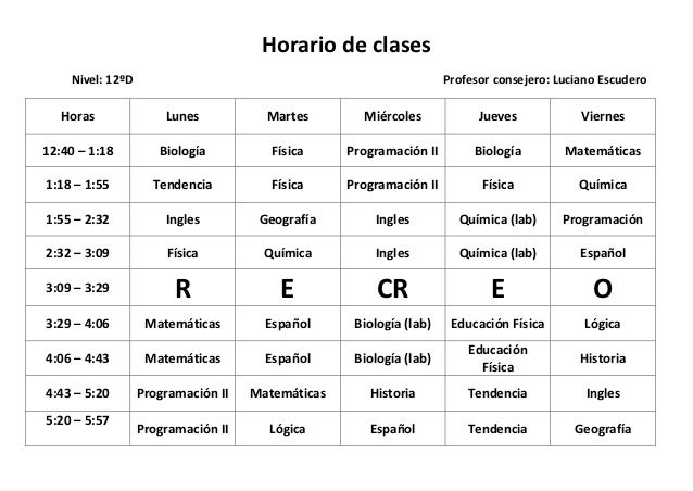 Horario de clases