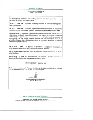 Horario establecimientos giraldo