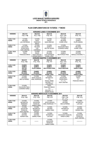 Horario plan complementario 1º a 3° medios